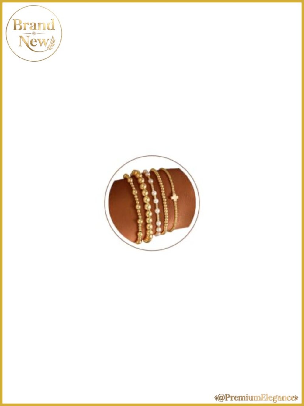 Women's Beaded Bracelet Set 14k Gold Plated